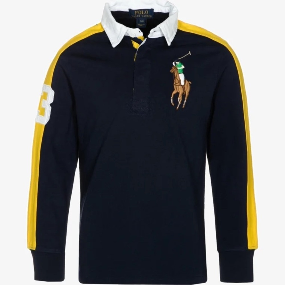 Polo by Ralph Lauren Navy & Yellow Long-Sleeve Rugby Polo